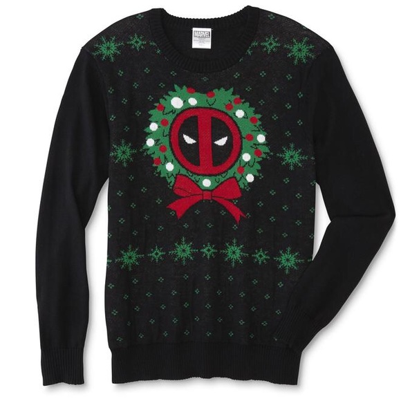 Marvel Other - NWT Marvel Deadpool Black Ugly Christmas Sweater